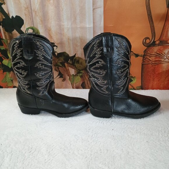 Kids Smart Fit Sz 10.5 Black Croc Embossed Cowboy Western Boots Slip-resistant - Picture 5 of 8